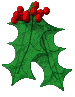 Mini kerstanimatie - Twee hulstbladeren en rode bessen