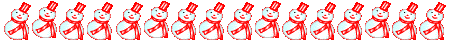 Mini animatie van een kerst lijn - Reeks met dansende sneeuwpoppen met rode sjaals en rode hoeden