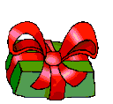 Mini animatie van een kerstcadeau - Groen kerstpak met rode strik