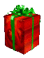 Mini animatie van een kerstcadeau - Ronddraaiend rood kerstcadeau met groene strik