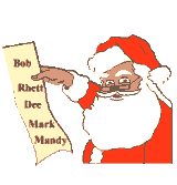 Kleine kerstanimatie van een kerstman - Santa Claus leest een lijst met namen op