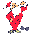 Mini animatie van een kerstman - De Kerstman laat zijn spierballen zien