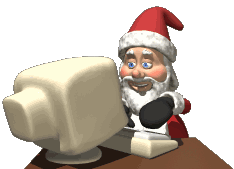 Kleine kerstanimatie van een kerstman - De Kerstman zit te typen achter zijn computer