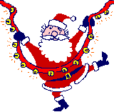 Kleine kerstanimatie van een kerstman - Dansende Kerstman met een snoer met kerstverlichting