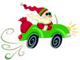 Mini animatie van een kerstman - Auto rijdende Kerstman