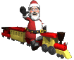 Mini animatie van een kerstman - Zwaaiende Kerstman op een stoomlocomotief