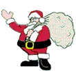 Mini animatie van een kerstman - De Kerstman zwaait met zijn arm en heeft een zak met kerstcadeaus op zijn rug