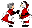 Mini animatie van een kerstman - Meneer en mevrouw Claus zoenen elkaar