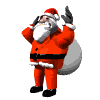 Mini animatie van een kerstman - De Kerstman zwaait met zijn arm en heeft een witte zak met kerstcadeaus op zijn rug