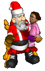 Mini animatie van een kerstman - De Kerstman heeft een meisje op schoot