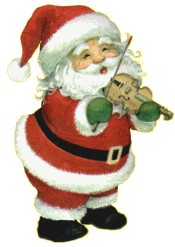 Kleine kerstanimatie van een kerstman - Santa Claus speelt viool