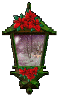 Kleine kerstmis animatie van kerstverlichting - Landtaarn met rode kerststerren en in de lantaarn een sneeuwlandschap