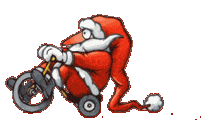 Kleine kerstanimatie van een kerstman - De Kerstman zit op een fietsje