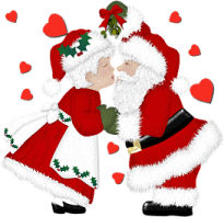 Kleine kerstanimatie van een kerstman - Meneer en mevrouw Claus zijn op elkaar verliefd