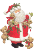 Kleine kerstanimatie van een kerstman - De Kerstman met zes bruine beertjes