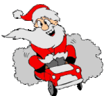 Kleine kerstanimatie van een kerstman - De Kerstman zit in een heel klein autootje