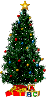 Kleine kerstanimatie van een kerstboom - Kerstboom die versierd is met kerstballen en twinkelverlichting