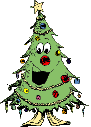Mini kerstanimatie van een kerstboom - Dansende kerstboom met slingers, kerstballen en een ster als piek
