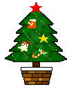 Mini kerstanimatie van een kerstboom - Kerstboom met een rode ster als piek