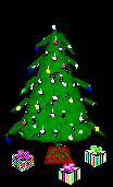 Mini kerstanimatie van een kerstboom - Merry Christmas met een kerstboom met gekleurde kerstverlichting