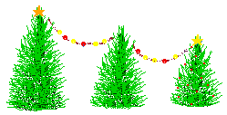 Kleine kerstanimatie van een kerstboom - Drie kerstbomen met slingers ertussen